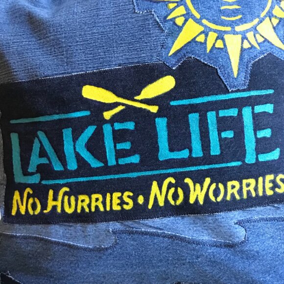 Lake Life Pillow Cover 18 x 18, Boating Fishing Waves Lakehouse Cabin Decor - Picture 6 of 10